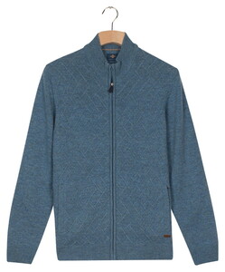 Baileys Full Zip Front Body Structure Knit Cardigan Mid Denim Blue