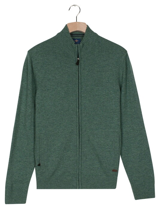 Baileys Full Zip Lambswool Single Knit Vest Dark Forest