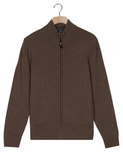 Baileys Full Zip Lambswool Single Knit Vest Donker Taupe