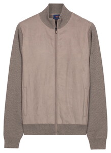 Baileys Full Zip Milano Knit Suedine Front Light Padded Quilted Cardigan Steel Grey