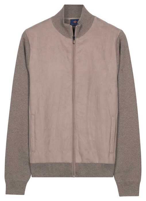 Baileys Full Zip Milano Knit Suedine Front Light Padded Quilted Cardigan Steel Grey