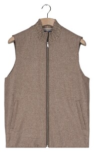 Baileys Full Zip No Sleeve Front Light Padded Flannel Fabric Waistcoat Brown