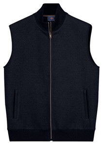 Baileys Full Zip Sleeveless Woollike Flannel Knitted Back Cardigan Navy