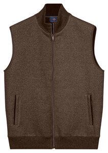 Baileys Full Zip Sleeveless Woollike Flannel Knitted Back Cardigan Taupe