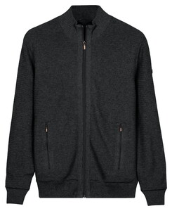 Baileys Full Zip Structure Knit Fully Lined Cotton Cashmere Cardigan Anthracite