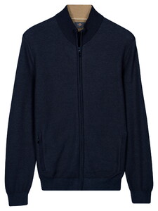 Baileys Full Zip Two-Tone Fine Textured Jacquard Allover Plated Cardigan Dark Blue