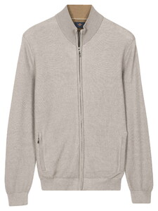 Baileys Full Zip Two-Tone Fine Textured Jacquard Allover Plated Cardigan Soft Grey