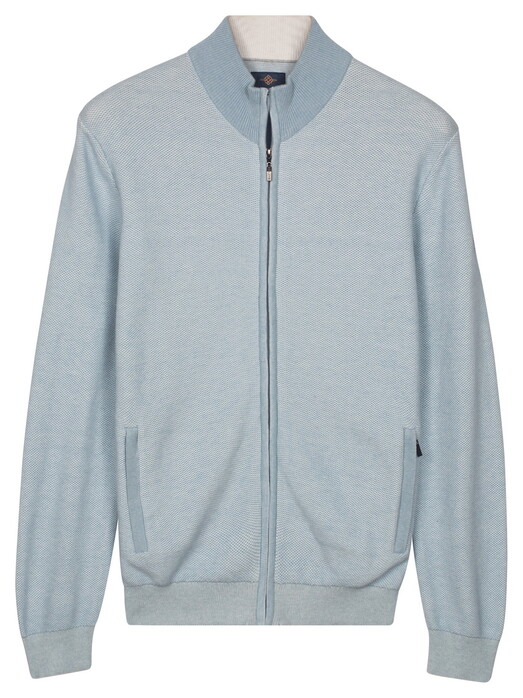 Baileys Full Zip Two-Tone Fine Textured Jacquard Allover Plated Vest Soft Blue