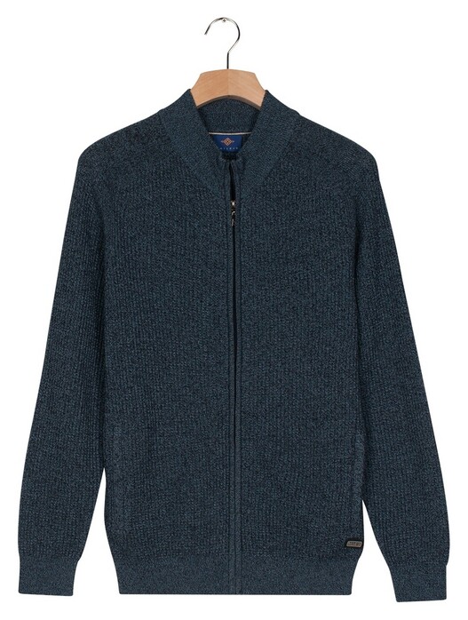 Baileys Fullzip Allover Structure Vest Faded Denim Blue