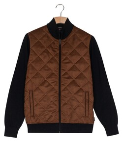Baileys Fullzip Front Suedine Diamond Stitch Slightly Padded And Quilted Cardigan Navy