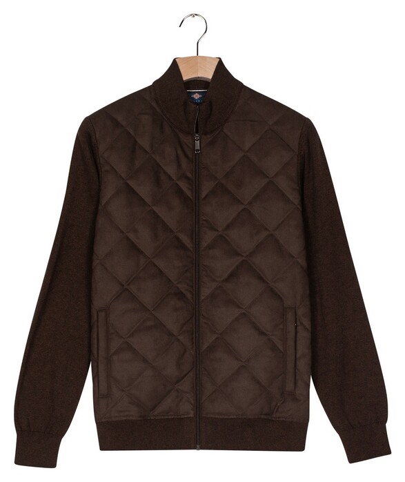 Baileys Fullzip Front Suedine Diamond Stitch Slightly Padded And Quilted Vest Dark Brown
