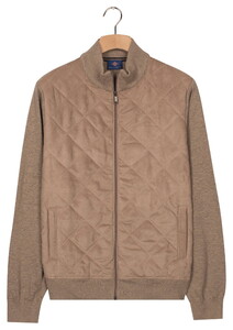 Baileys Fullzip Front Suedine Diamond Stitch Slightly Padded And Quilted Vest Taupe