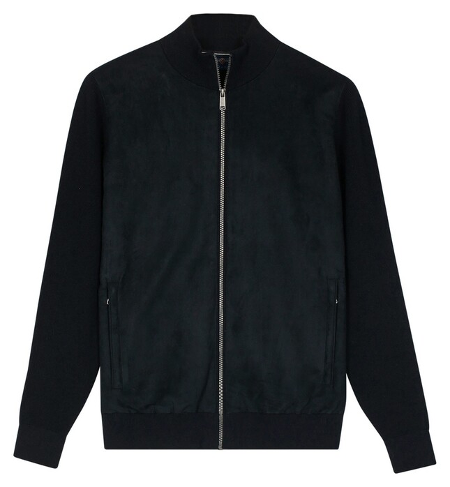 Baileys Fullzip Single Knit Front Suedine Layer Vest Navy