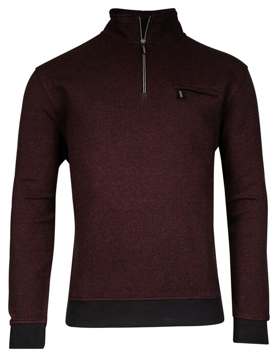 Baileys Half Zip 2-Tone Jacquard Doubleface Interlock Sweat Trui Deep Red