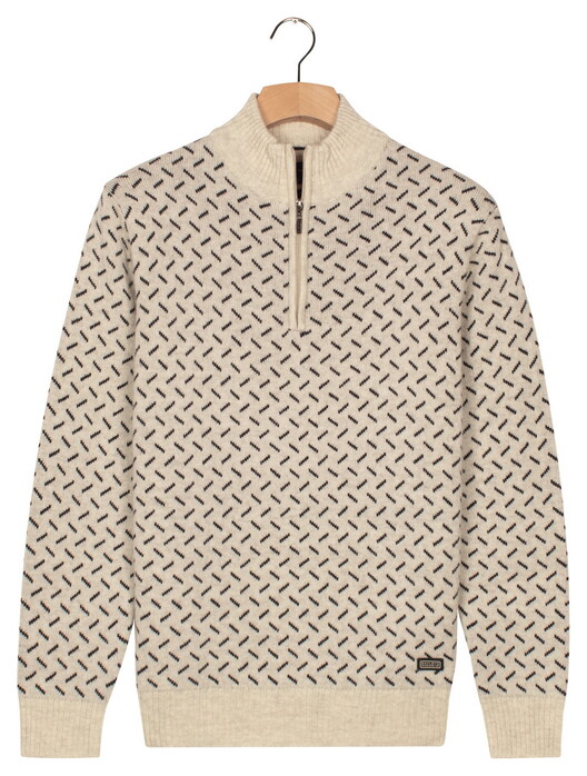 Baileys Half Zip Allover Diagonal Stripes Pattern Knit Pullover Mushroom