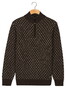 Baileys Half Zip Allover Diagonal Stripes Pattern Knit Trui Bruin