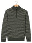 Baileys Half Zip Allover Diagonal Stripes Pattern Knit Trui Donker Groen