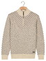 Baileys Half Zip Allover Diagonal Stripes Pattern Knit Trui Mushroom