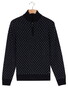 Baileys Half Zip Allover Diagonal Stripes Pattern Knit Trui Navy