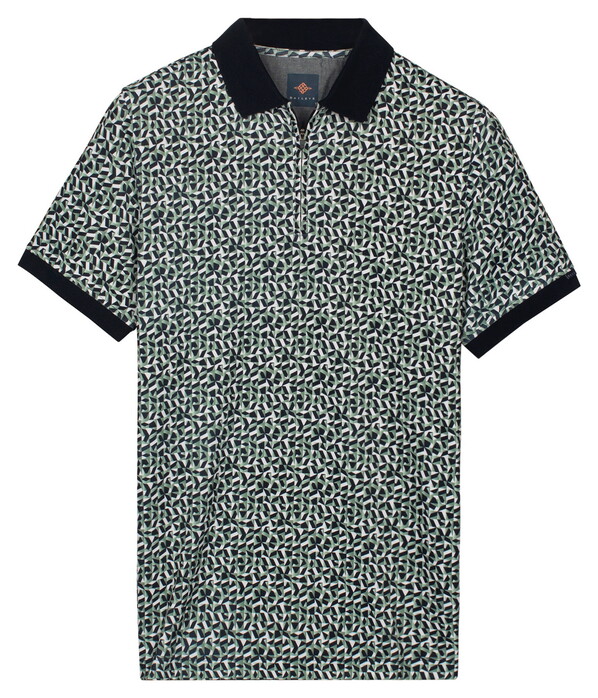 Baileys Half Zip Allover Mosaic Pattern Polo Misty Green