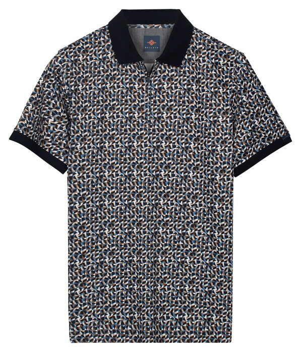 Baileys Half Zip Allover Mosaic Pattern Poloshirt Delft Blue