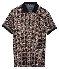 Baileys Half Zip Allover Mosaic Pattern Poloshirt Taupe