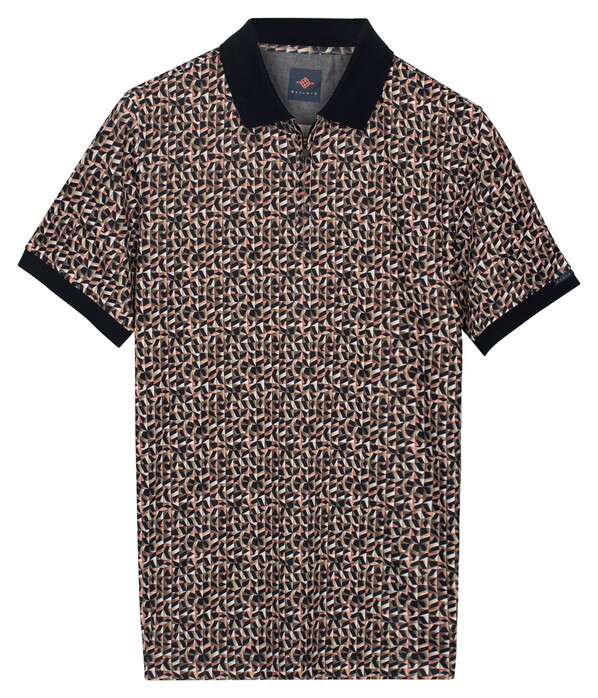 Baileys Half Zip Allover Mosaic Pattern Poloshirt Taupe