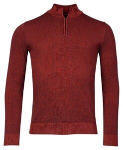 Baileys Half Zip Allover Plated 2-Tone Jacquard Pullover Stone Red
