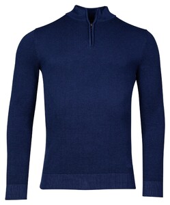 Baileys Half Zip Allover Plated 2-Tone Jacquard Trui Cobalt