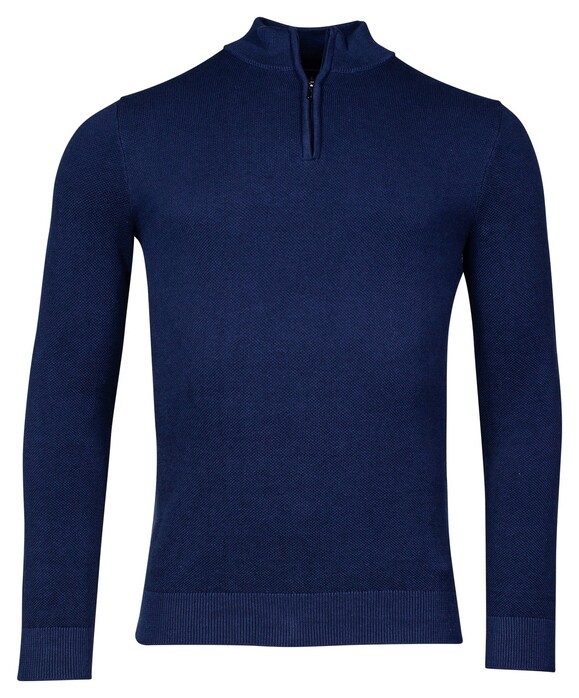 Baileys Half Zip Allover Plated 2-Tone Jacquard Trui Cobalt