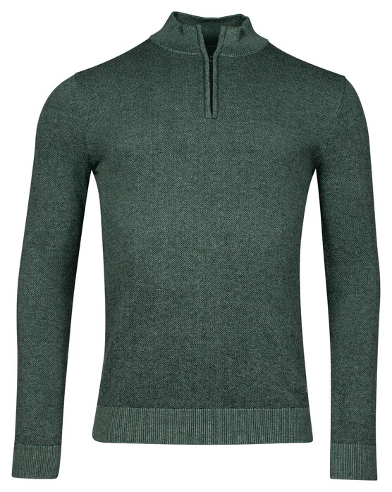Baileys Half Zip Allover Plated 2-Tone Jacquard Trui Misty Green