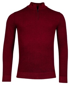Baileys Half Zip Allover Plated 2-Tone Jacquard Trui Rood