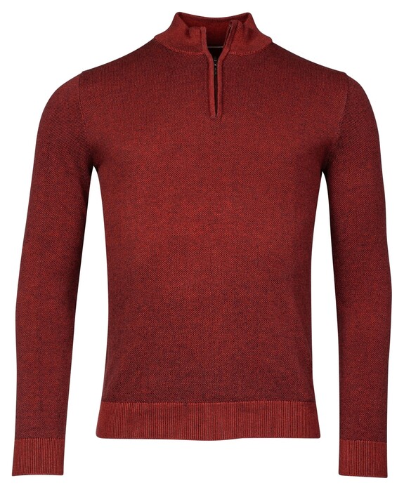 Baileys Half Zip Allover Plated 2-Tone Jacquard Trui Stone Red