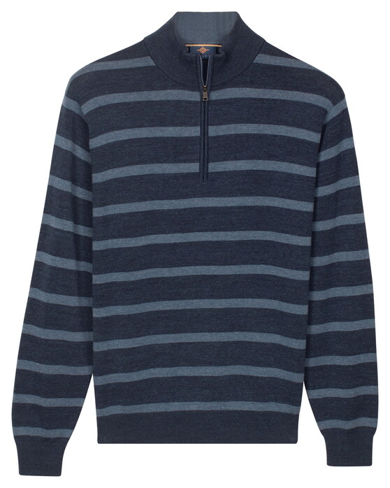 Baileys Half Zip Allover Stripe Denim Yarn Trui Cloud Blue