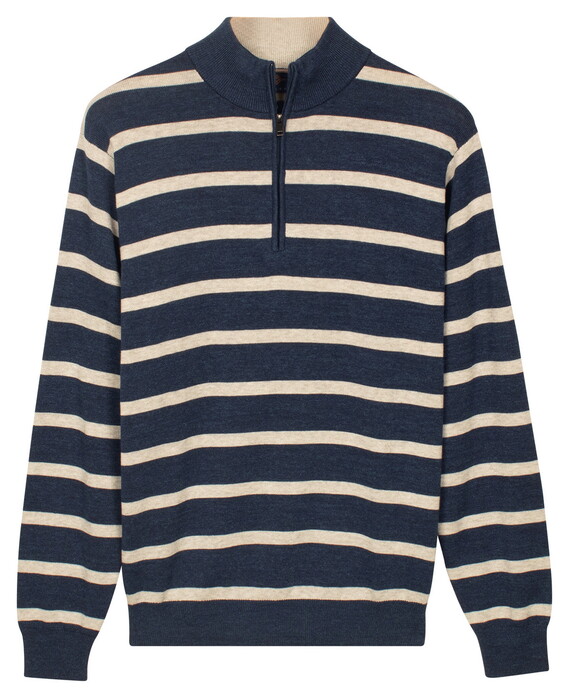 Baileys Half Zip Allover Stripe Denim Yarn Trui Navy