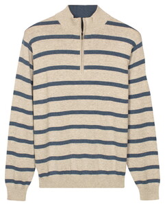 Baileys Half Zip Allover Stripe Denim Yarn Trui Soft Grey