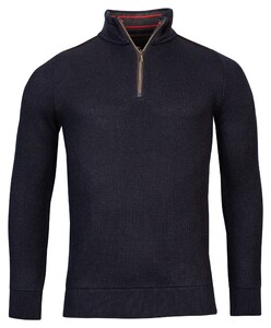 Baileys Half Zip Allover Structure Knit Trui Navy