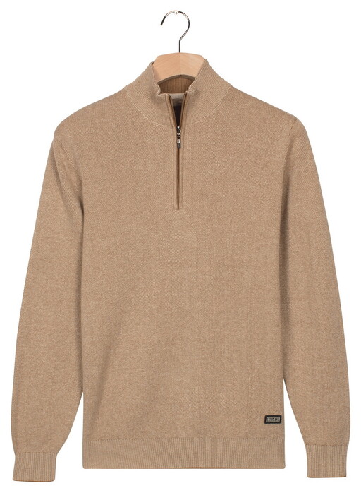 Baileys Half Zip Allover Two-Tone Fine Texture Pullover Camel