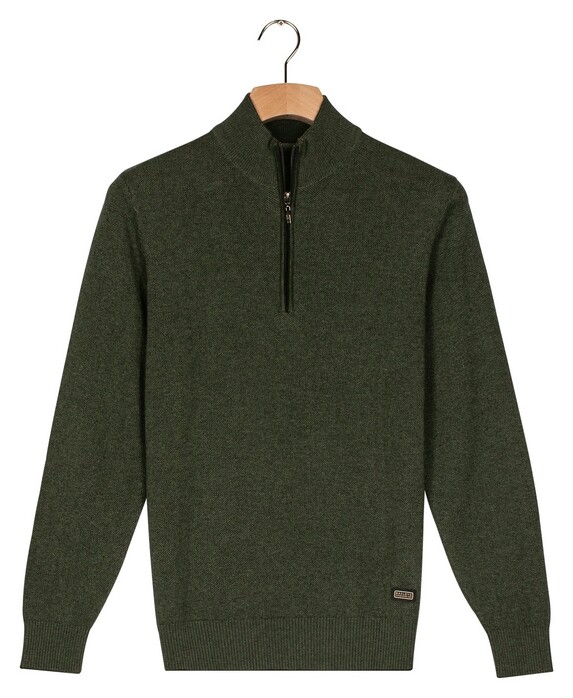 Baileys Half Zip Allover Two-Tone Fine Texture Pullover Dark Green
