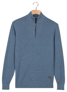 Baileys Half Zip Allover Two-Tone Fine Texture Pullover Mid Denim Blue