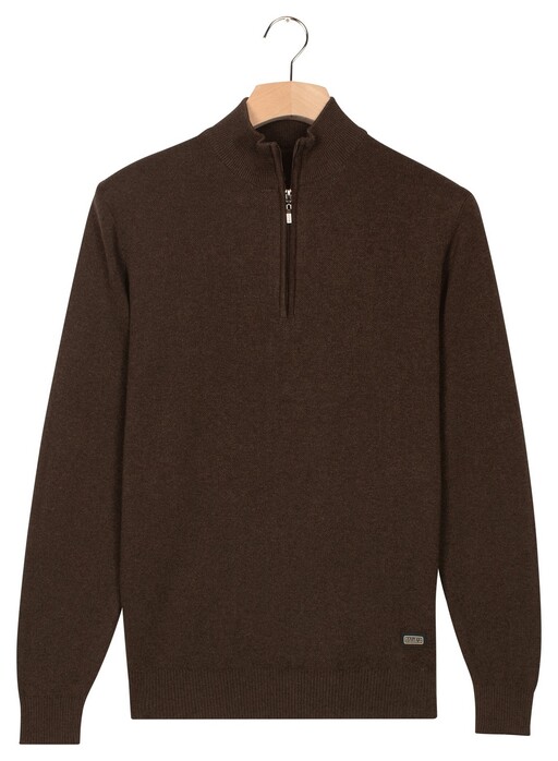 Baileys Half Zip Allover Two-Tone Fine Texture Trui Dark Brown