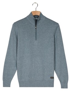 Baileys Half Zip Allover Two-Tone Fine Texture Trui Faded Denim Blue