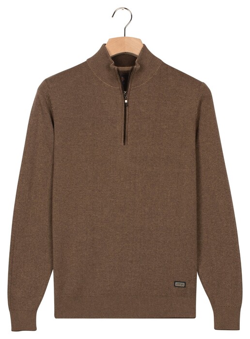 Baileys Half Zip Allover Two-Tone Fine Texture Trui Taupe