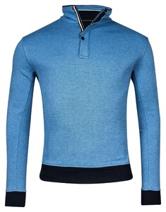 Baileys Half Zip Allover Two-Tone Jacquard Interlock Trui Cobalt