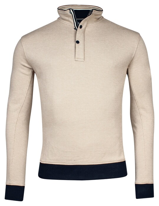 Baileys Half Zip Allover Two-Tone Jacquard Interlock Trui Donker Zand