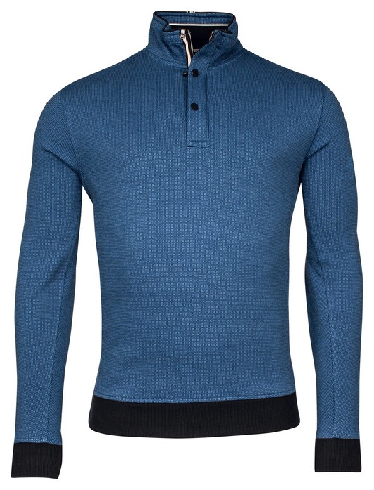 Baileys Half Zip Allover Two-Tone Jacquard Interlock Trui Navy