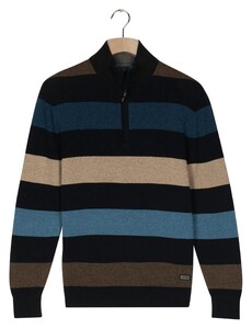 Baileys Half Zip Allover Two Tone Multi Stripe Pullover Mid Blue-Multi