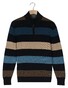 Baileys Half Zip Allover Two Tone Multi Stripe Trui Midden Blauw-Multi