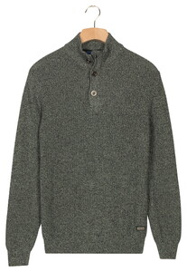 Baileys Half Zip And Buttons Mouliné Rib Structure Pullover Navy