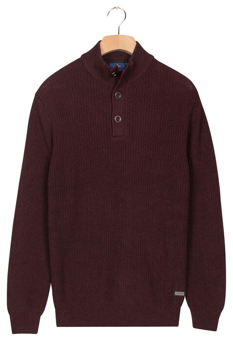Baileys Half Zip And Buttons Mouliné Rib Structure Trui Deep Mauve